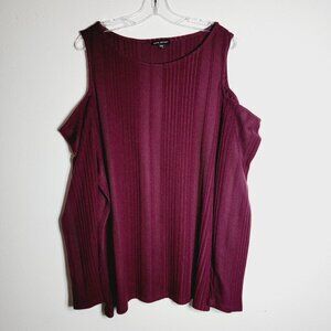 Lane‎ Bryant Cold Shoulder Top Plus Size 26/28 Ribbed Long Sleeve Pullover